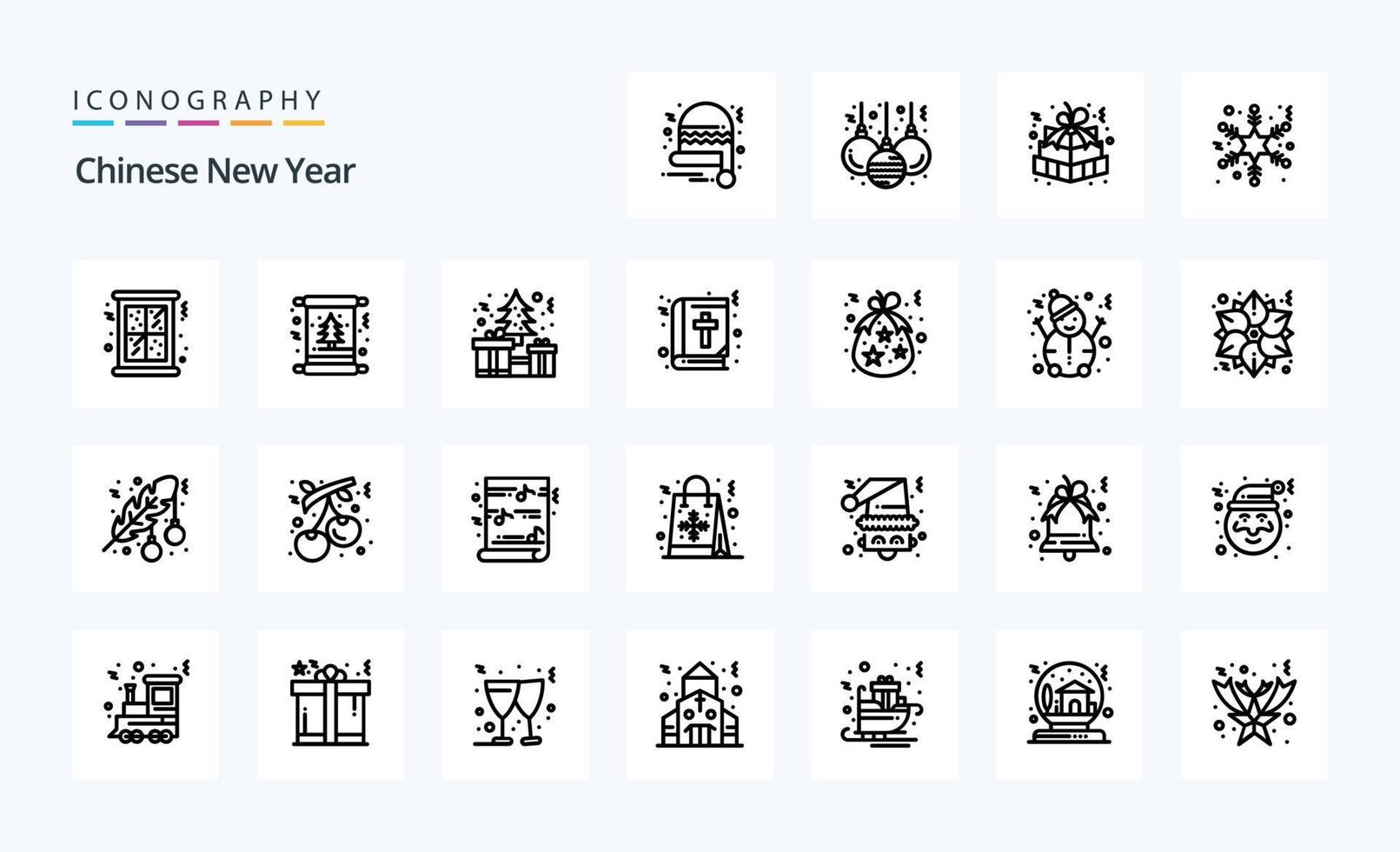 25 Chinese New Year Line icon pack vector