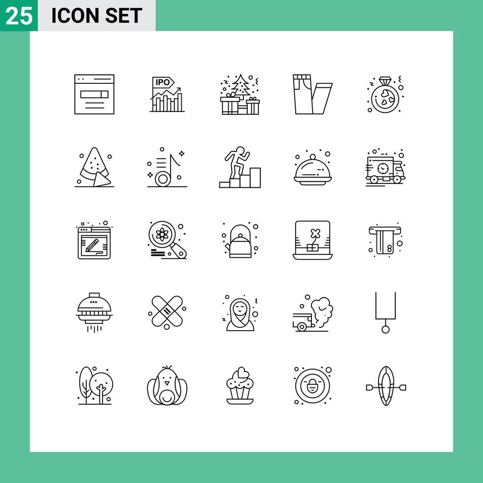 grupo de símbolos de icono universal de 25 líneas modernas de pantalones elementos de diseño de vector editables de caja actual moderna de moda