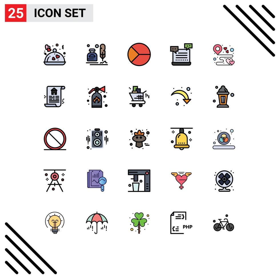 25 Thematic Vector Filled line Flat Colors and Editable Symbols of shopping cart office ai graphical Editable Vector Design Elements