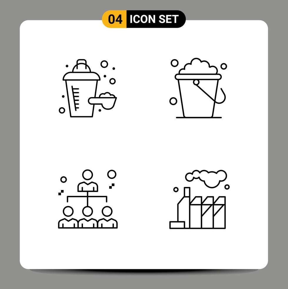 Modern Set of 4 Filledline Flat Colors and symbols such as additive people bucket home energy Editable Vector Design Elements