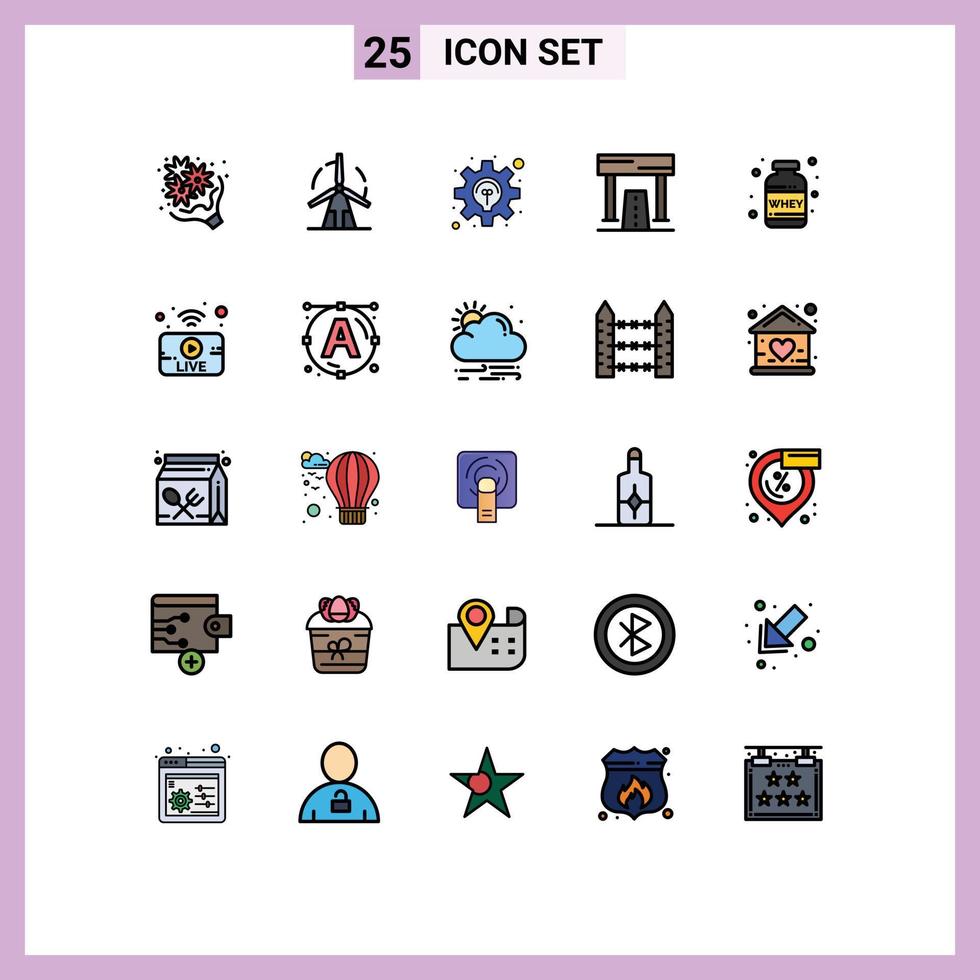 Pictogram Set of 25 Simple Filled line Flat Colors of game athletics power activities solution Editable Vector Design Elements