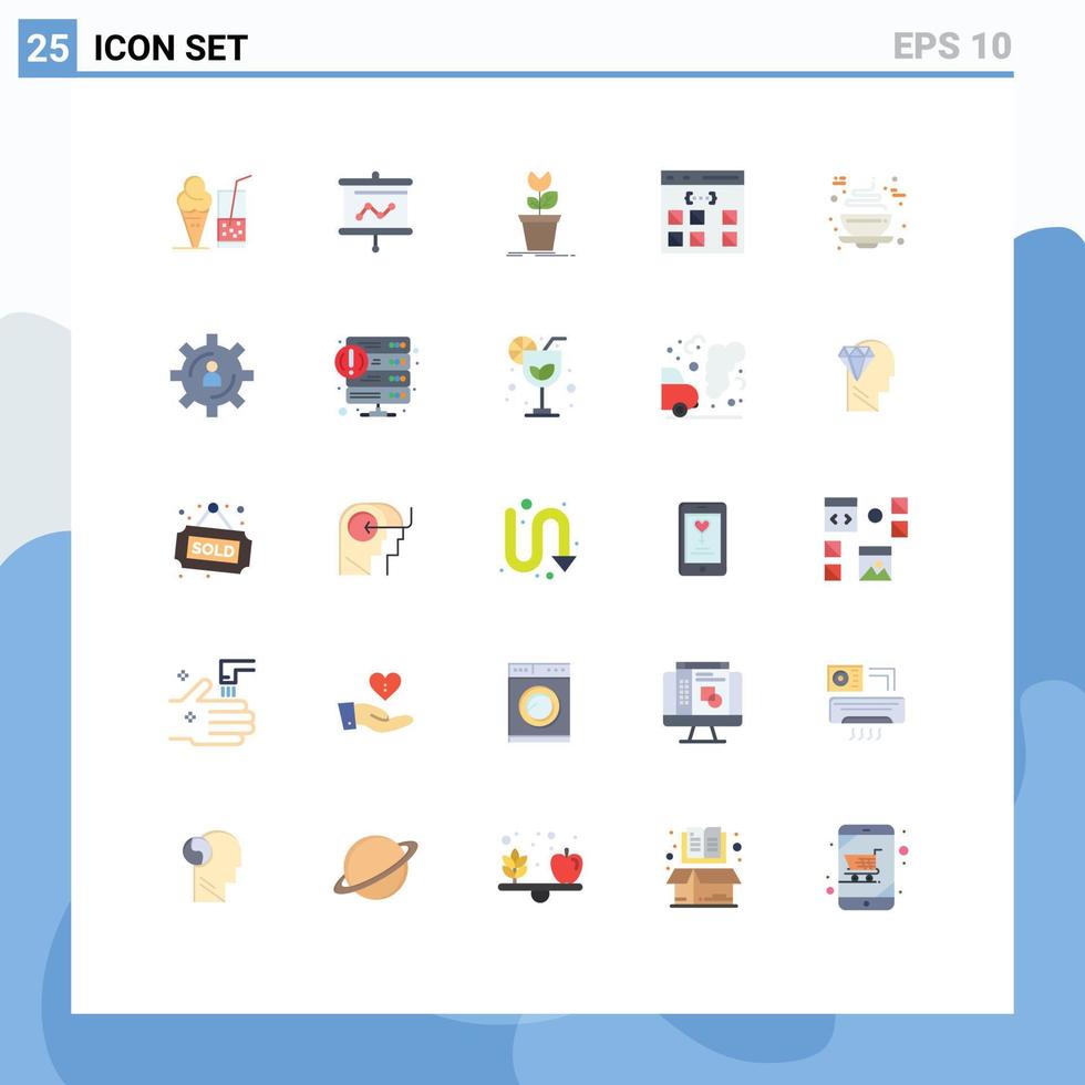 Flat Color Pack of 25 Universal Symbols of interface develop adventure coding plant Editable Vector Design Elements