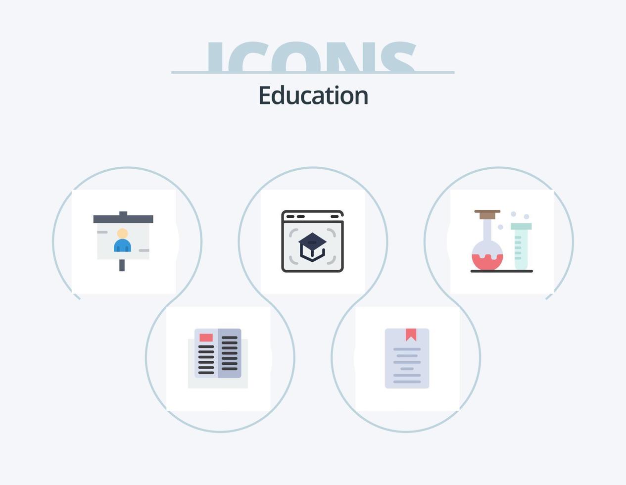 paquete de iconos planos de educación 5 diseño de iconos. aprendiendo. educación. conocimiento. SEO marketing vector