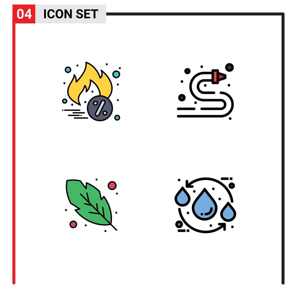 4 Creative Icons Modern Signs and Symbols of hot sale quinn feather fire hose water hose eco Editable Vector Design Elements
