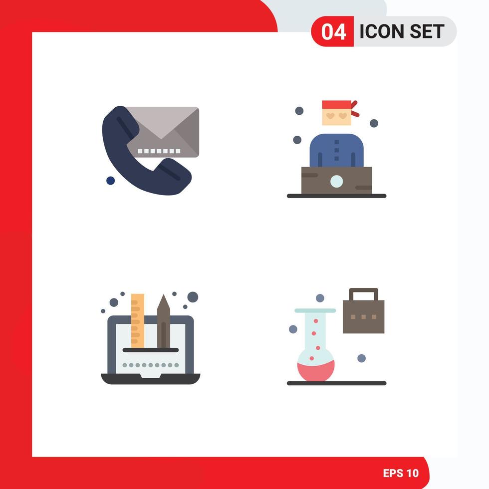 Set of 4 Commercial Flat Icons pack for call creativity communication criminal designing Editable Vector Design Elements