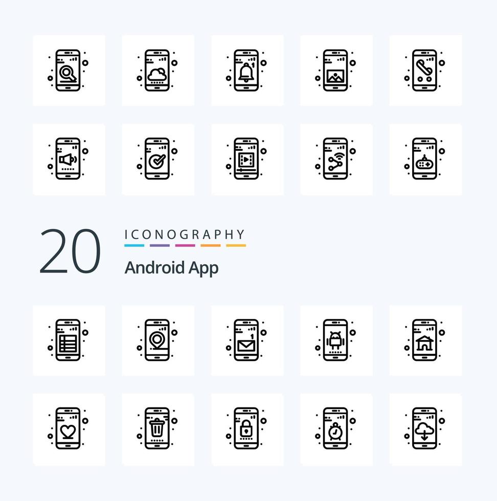 20 Android App Line icon Pack like home phone navigation app android vector