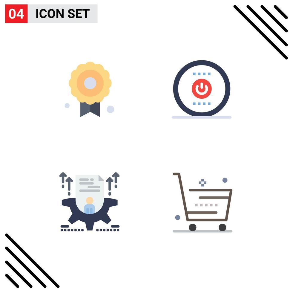 Pictogram Set of 4 Simple Flat Icons of certificate profile computing power configure Editable Vector Design Elements