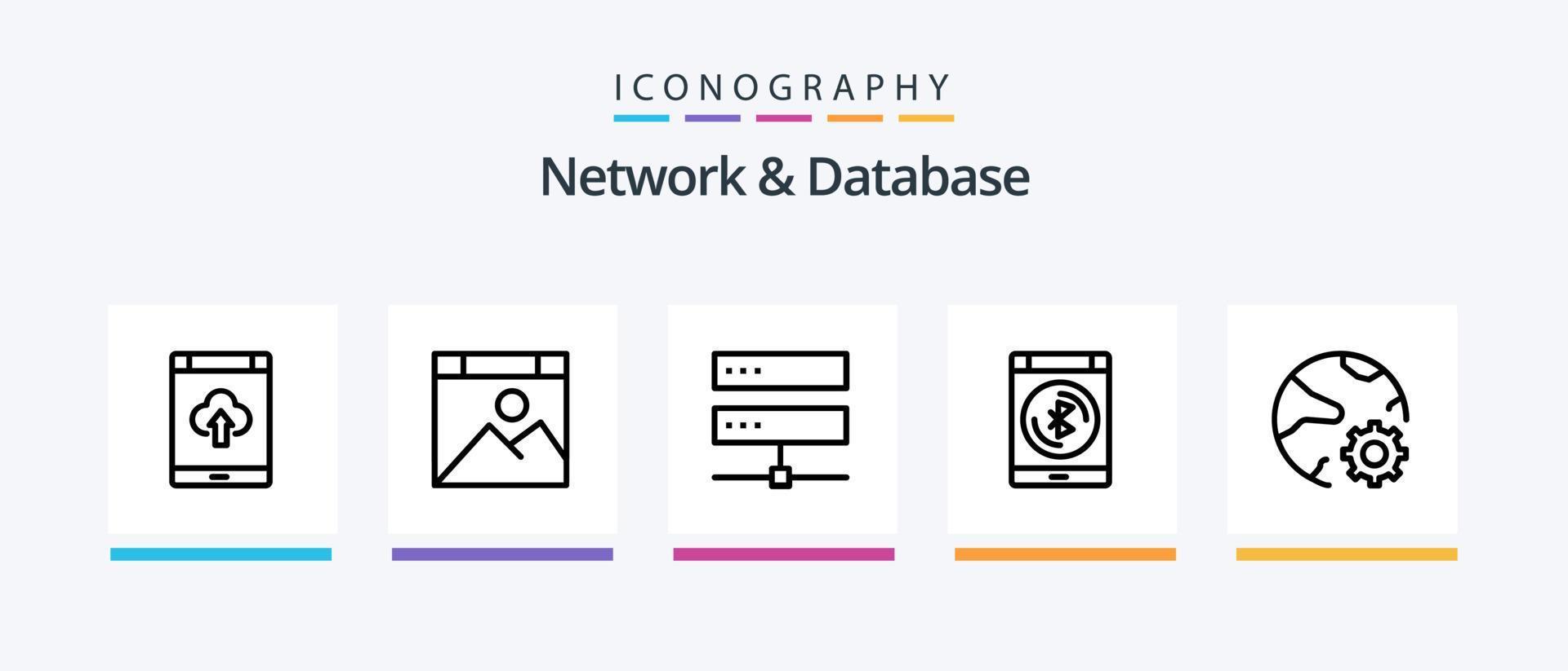 Network And Database Line 5 Icon Pack Including network. connection. website. network. digital. Creative Icons Design vector