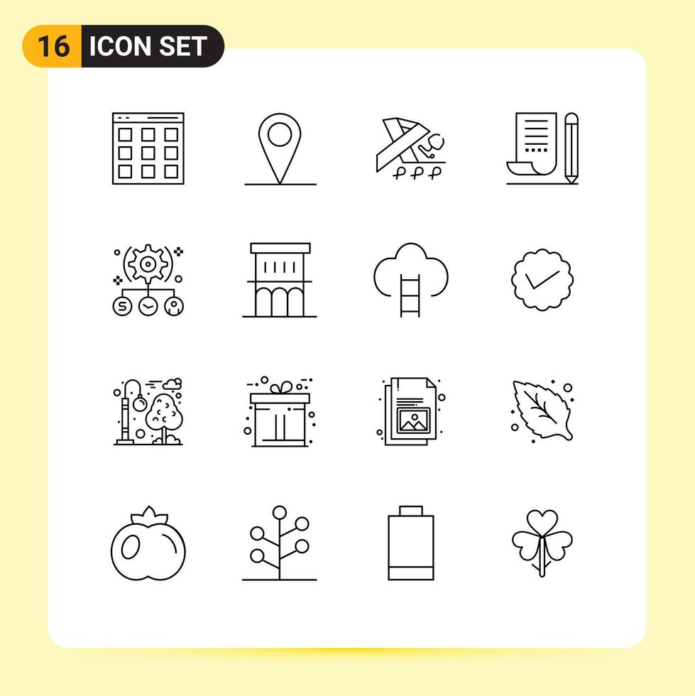 User Interface Pack of 16 Basic Outlines of todo scratch pad health notepad note pad Editable Vector Design Elements