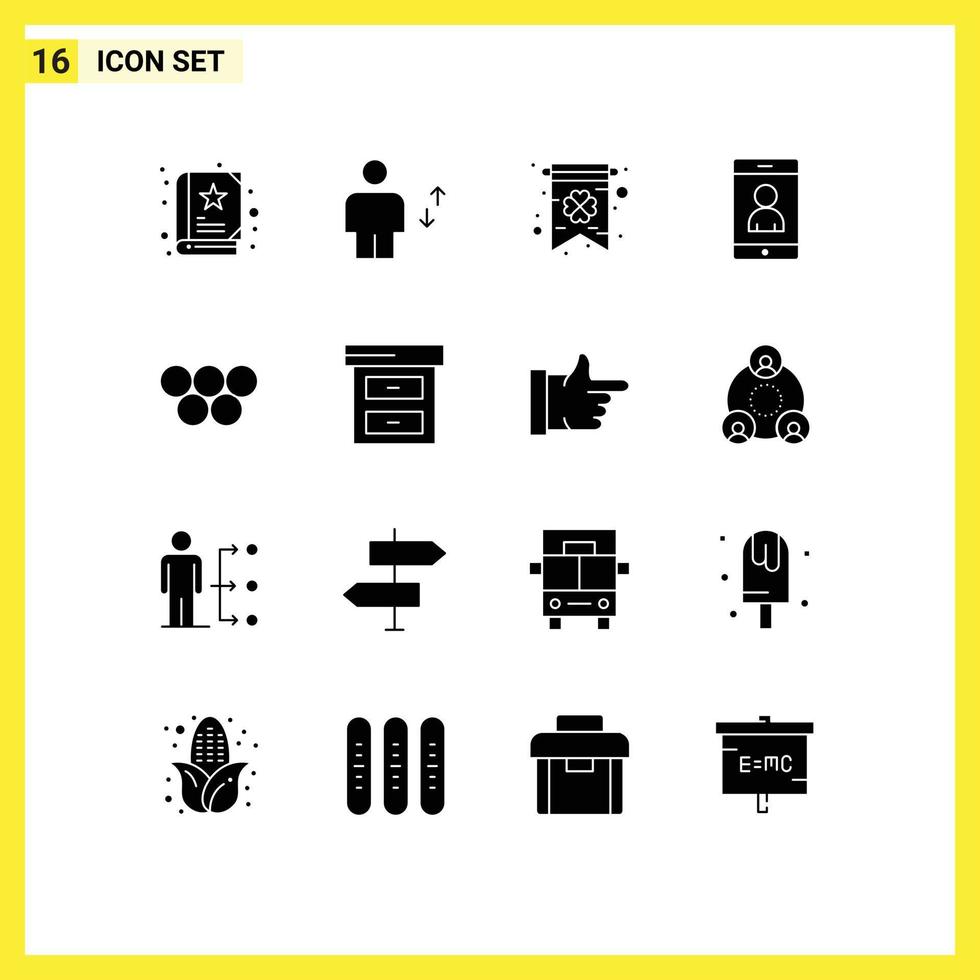 Mobile Interface Solid Glyph Set of 16 Pictograms of olympic games greece card ancient cell Editable Vector Design Elements