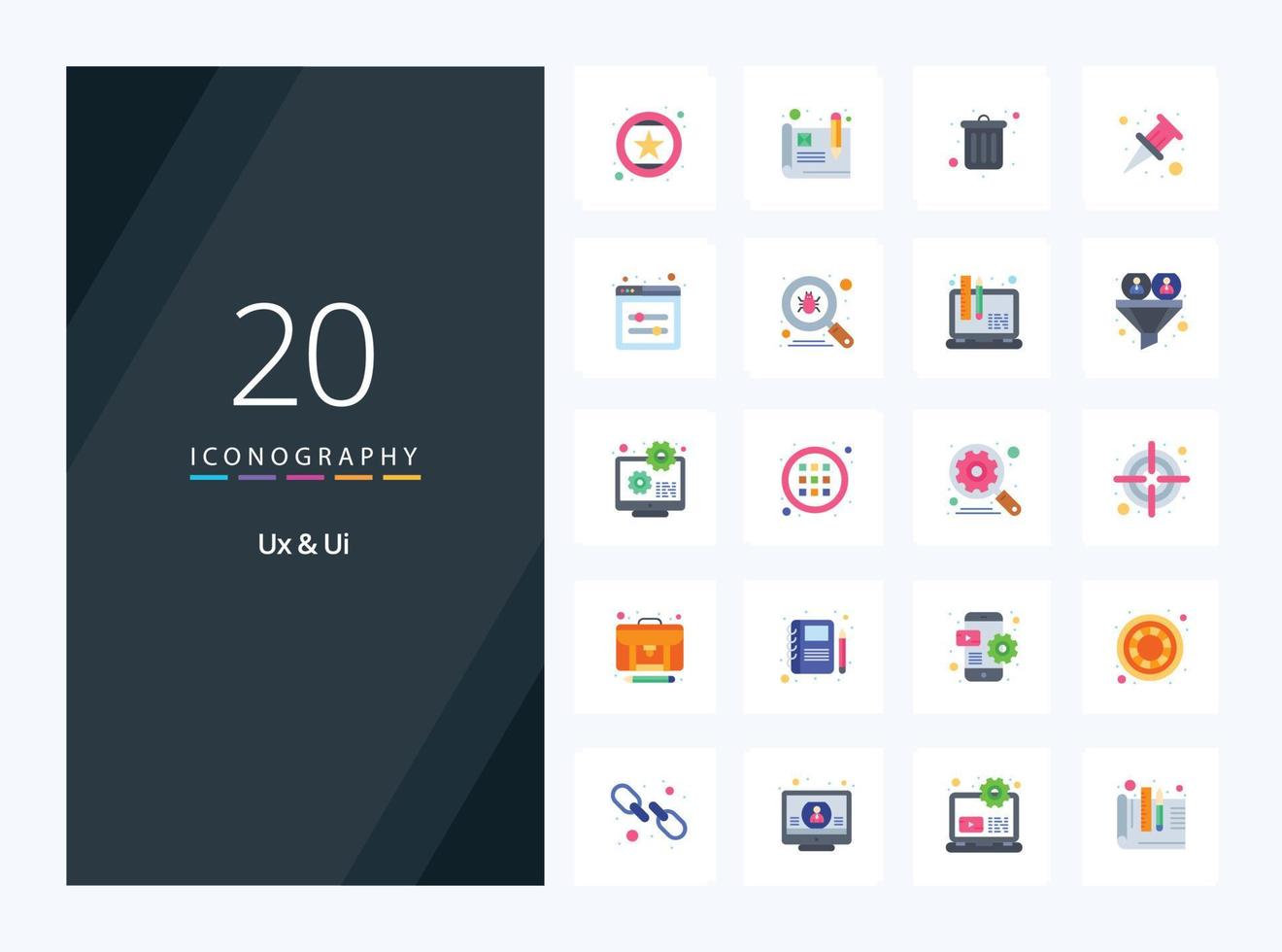 20 Ux And Ui Flat Color icon for presentation vector