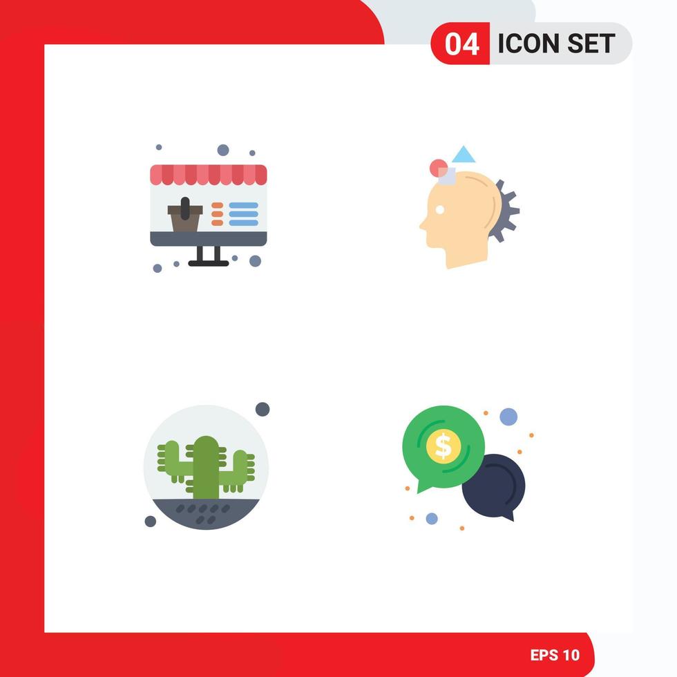 4 Flat Icon concept for Websites Mobile and Apps online desert imagination idea plant Editable Vector Design Elements