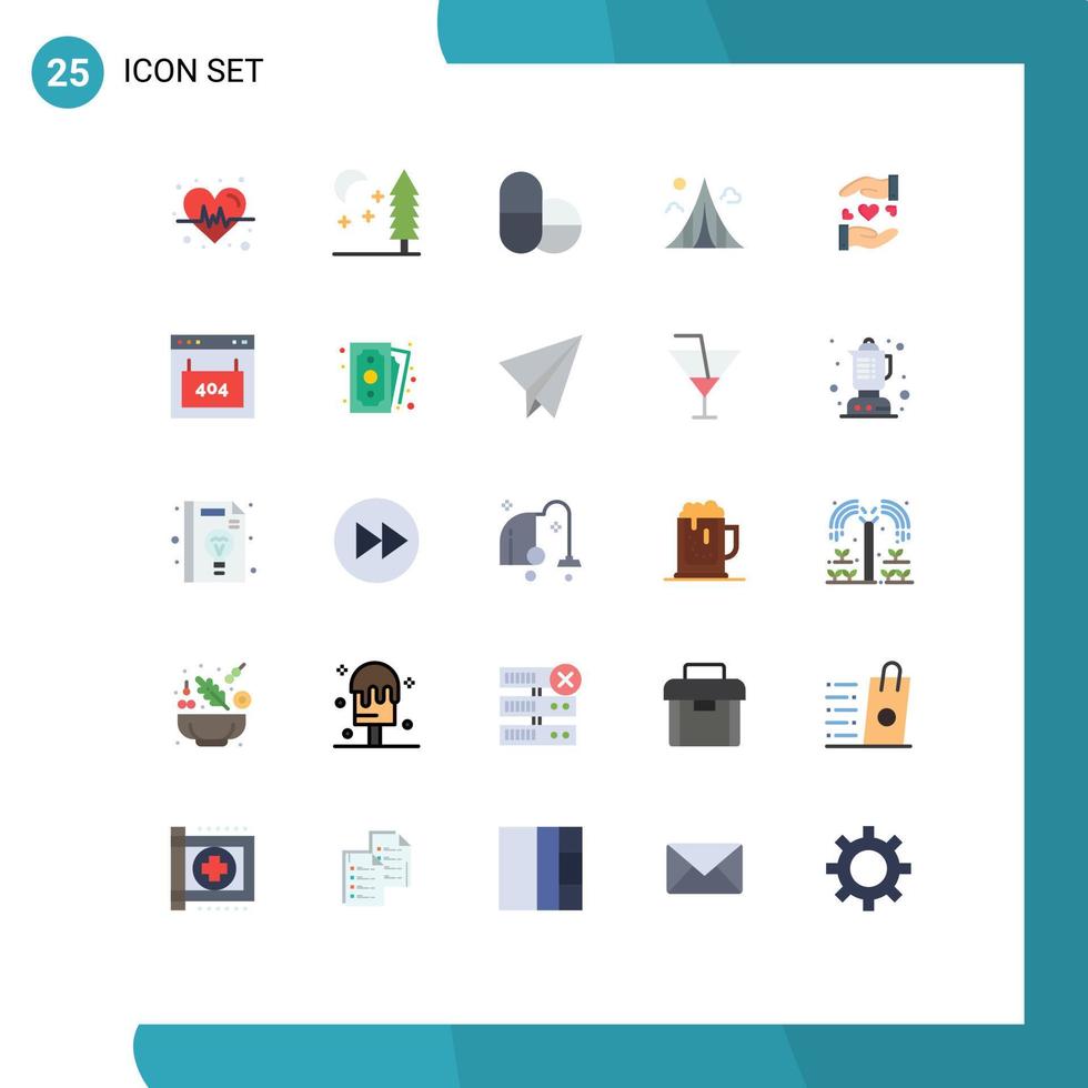 25 Universal Flat Color Signs Symbols of browser heart building sharing martyrs Editable Vector Design Elements