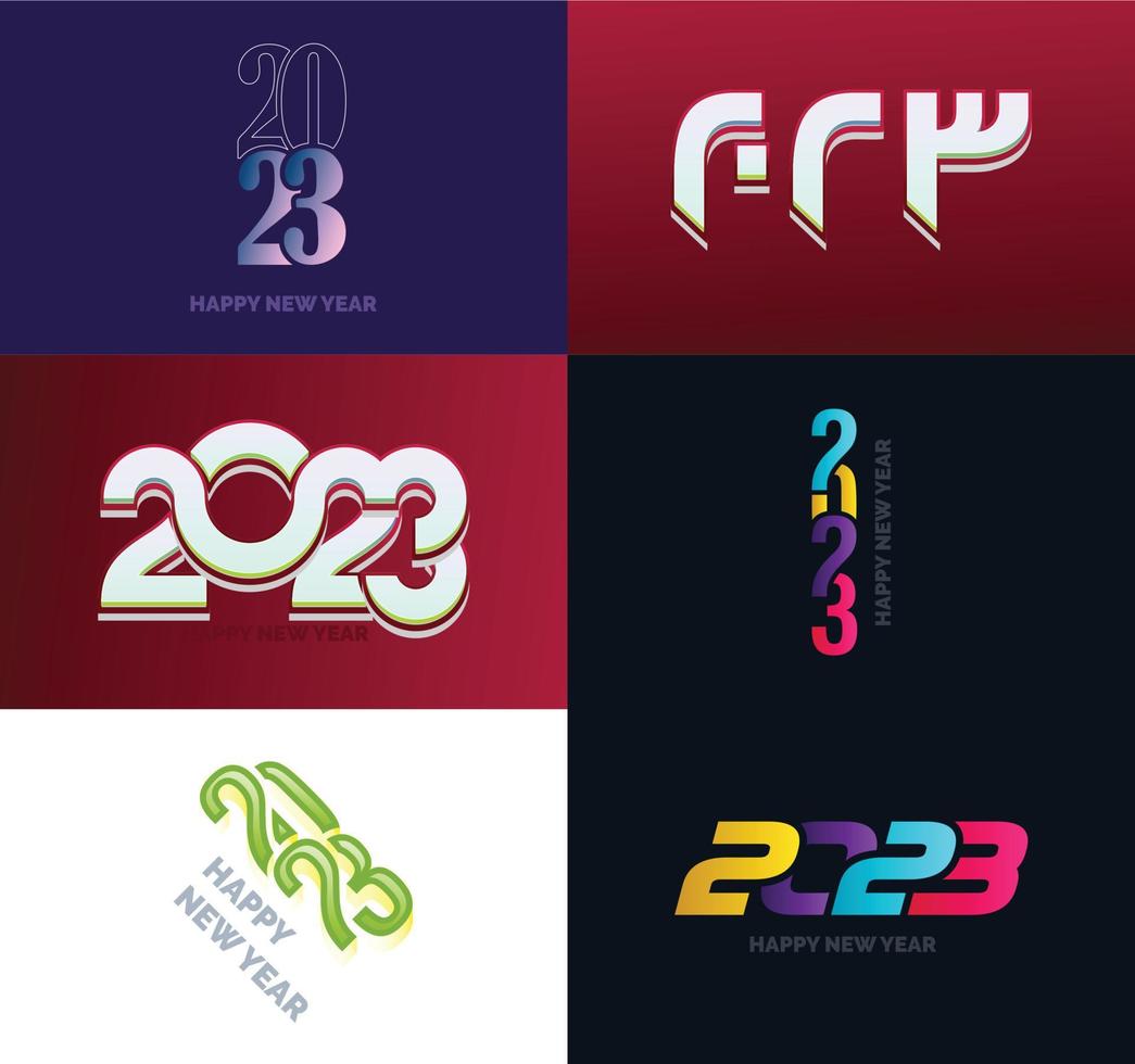 Big Collection of 2023 Happy New Year symbols Cover of business diary for 2023 with wishes vector