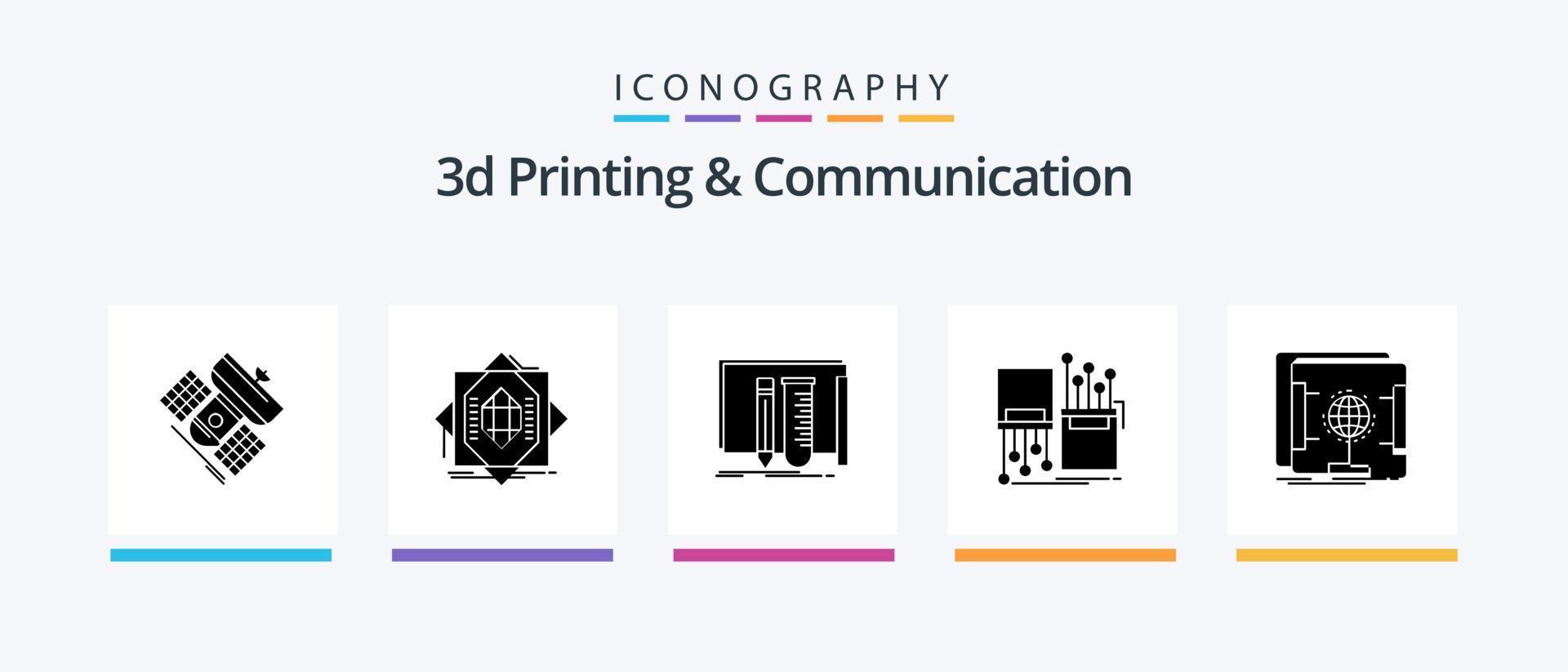3d Printing And Communication Glyph 5 Icon Pack Including electronic. digital. formation. tools. fab. Creative Icons Design vector