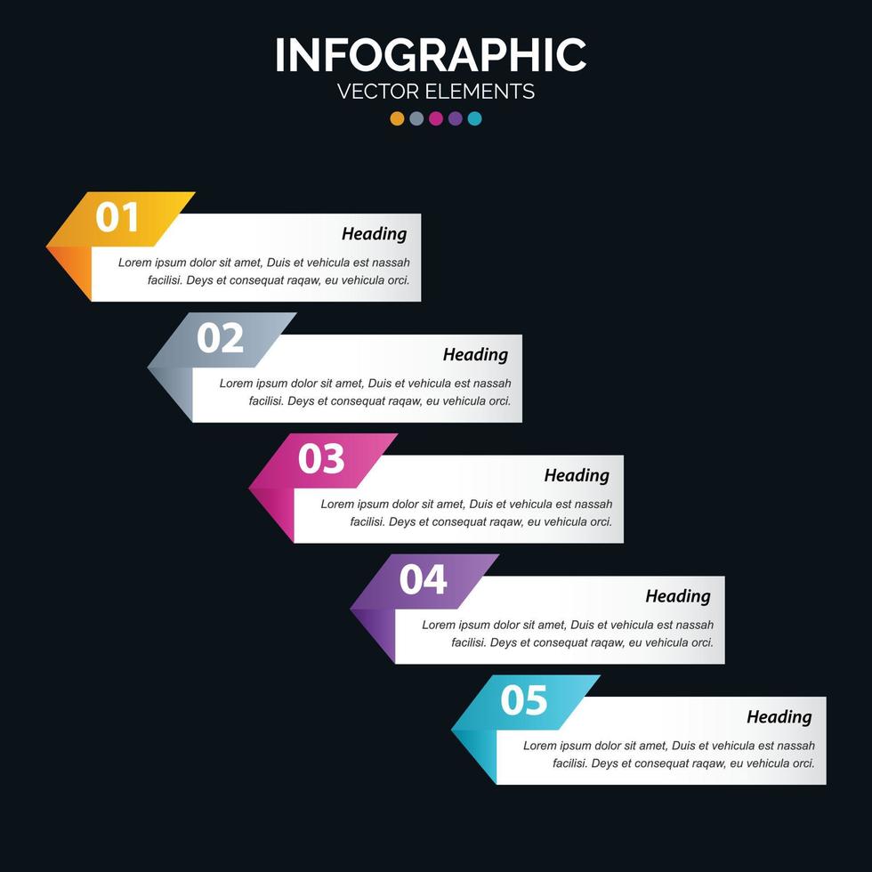 Diagrama de infografía de 5 opciones Informe anual Diseño web Concepto de negocio Pasos o procesos vector