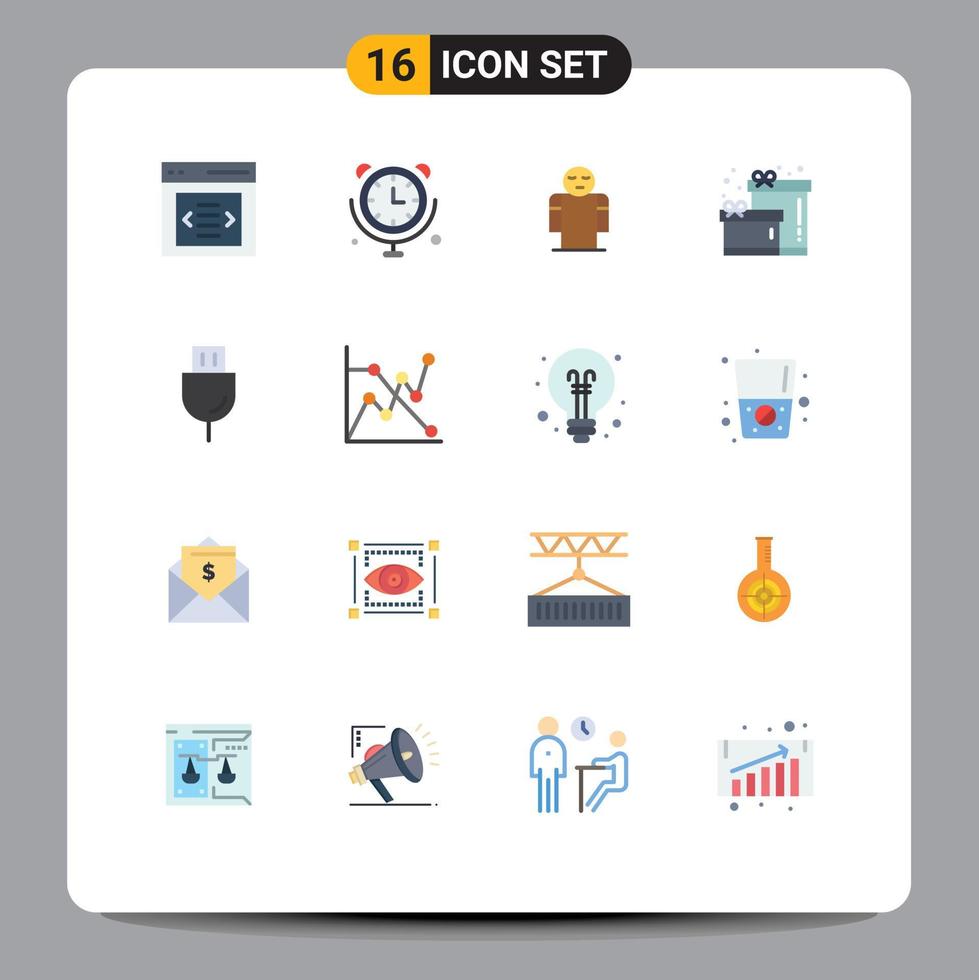 Stock Vector Icon Pack of 16 Line Signs and Symbols for plug devices arms gift birthday Editable Pack of Creative Vector Design Elements