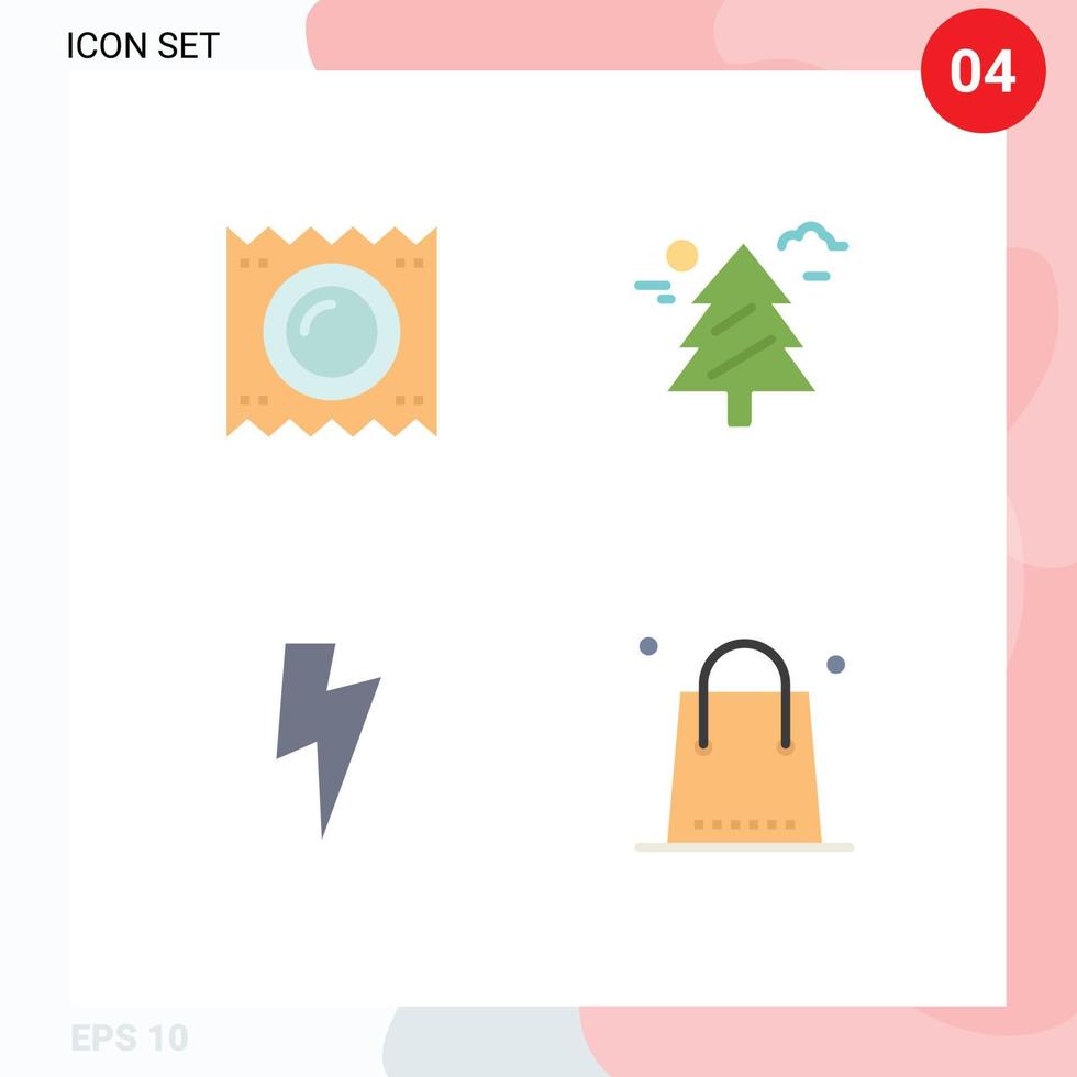 Universal Icon Symbols Group of 4 Modern Flat Icons of condom power medicine tree ui Editable Vector Design Elements