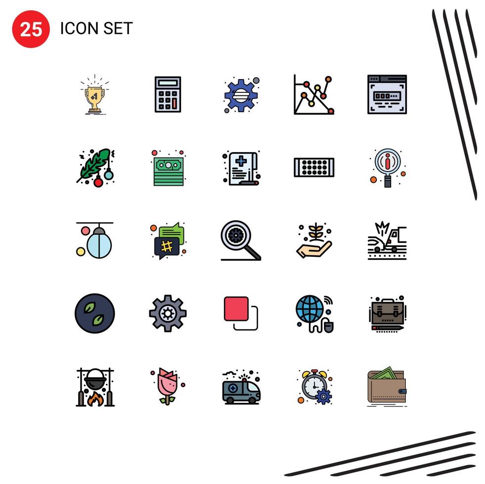 Stock Vector Icon Pack of 25 Line Signs and Symbols for front end development code business graph analytics Editable Vector Design Elements