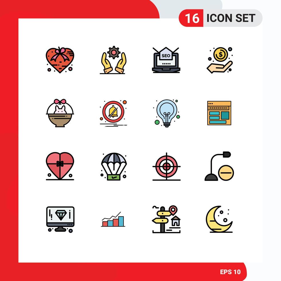 16 Creative Icons Modern Signs and Symbols of money in hand hand solutions cash mail Editable Creative Vector Design Elements