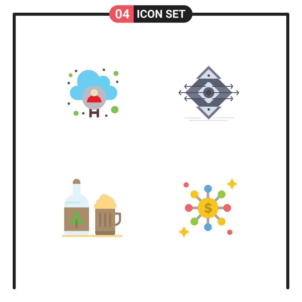 4 Universal Flat Icons Set for Web and Mobile Applications account beer user road cup Editable Vector Design Elements