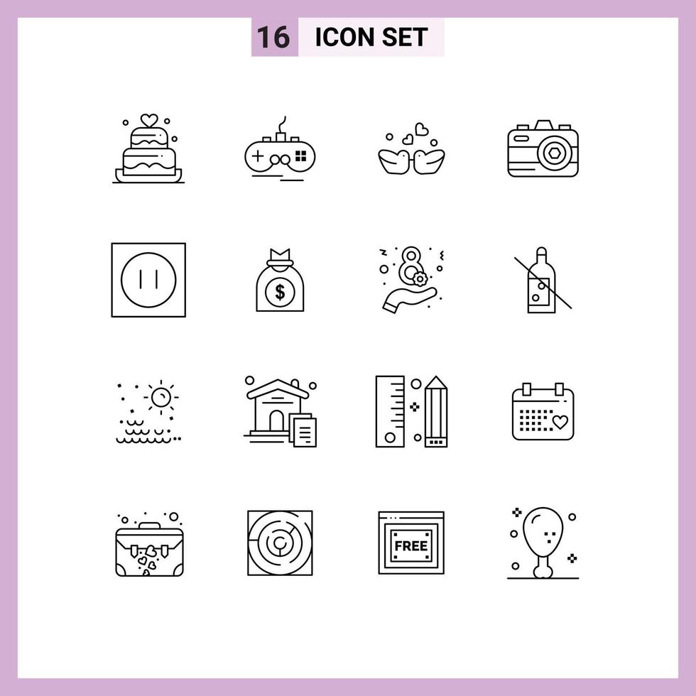 16 Creative Icons Modern Signs and Symbols of modern appliances birds summer camera Editable Vector Design Elements
