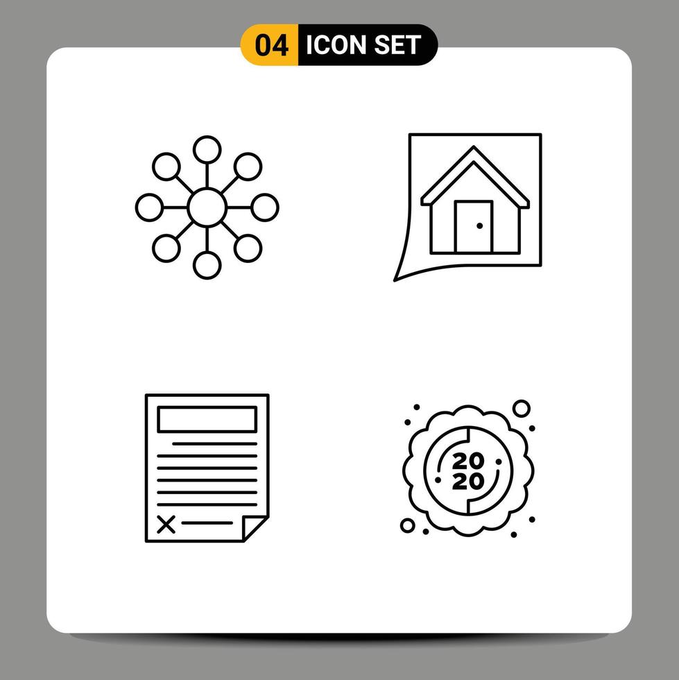 Group of 4 Filledline Flat Colors Signs and Symbols for database data contact convo page Editable Vector Design Elements