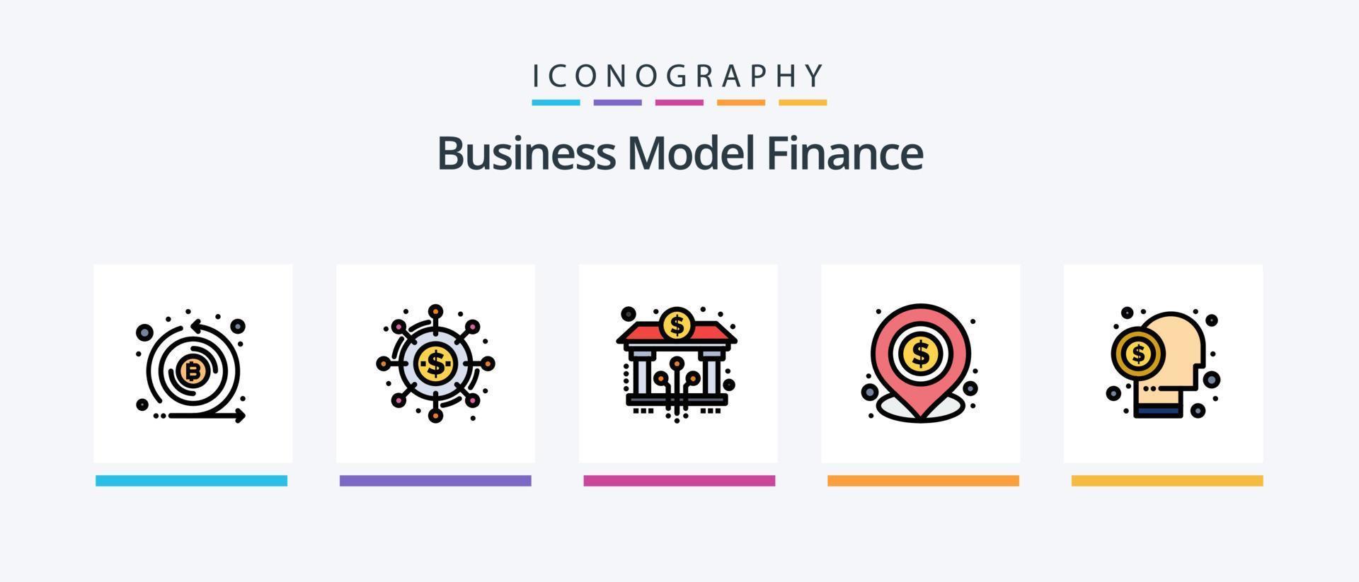 Finance Line Filled 5 Icon Pack Including figures. analysis. seo analysis. vision. market. Creative Icons Design vector