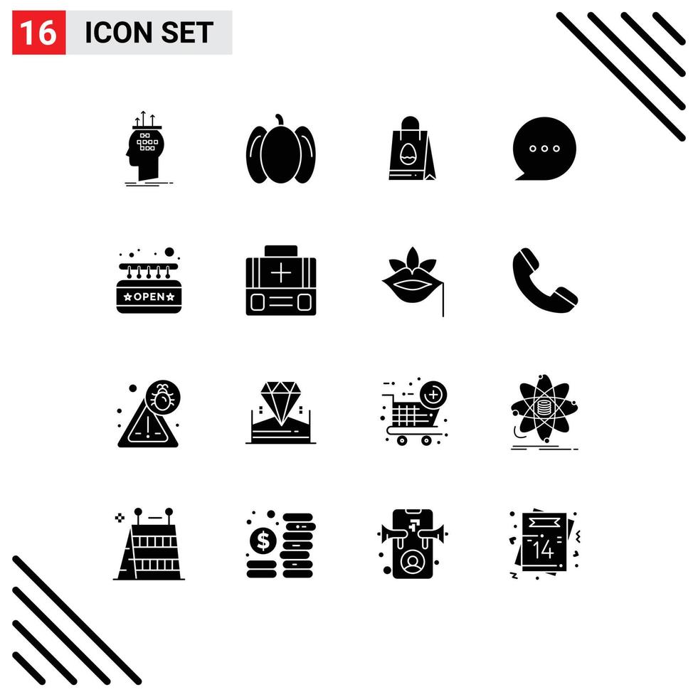 Stock Vector Icon Pack of 16 Line Signs and Symbols for shop board shopping bag comment bubble Editable Vector Design Elements