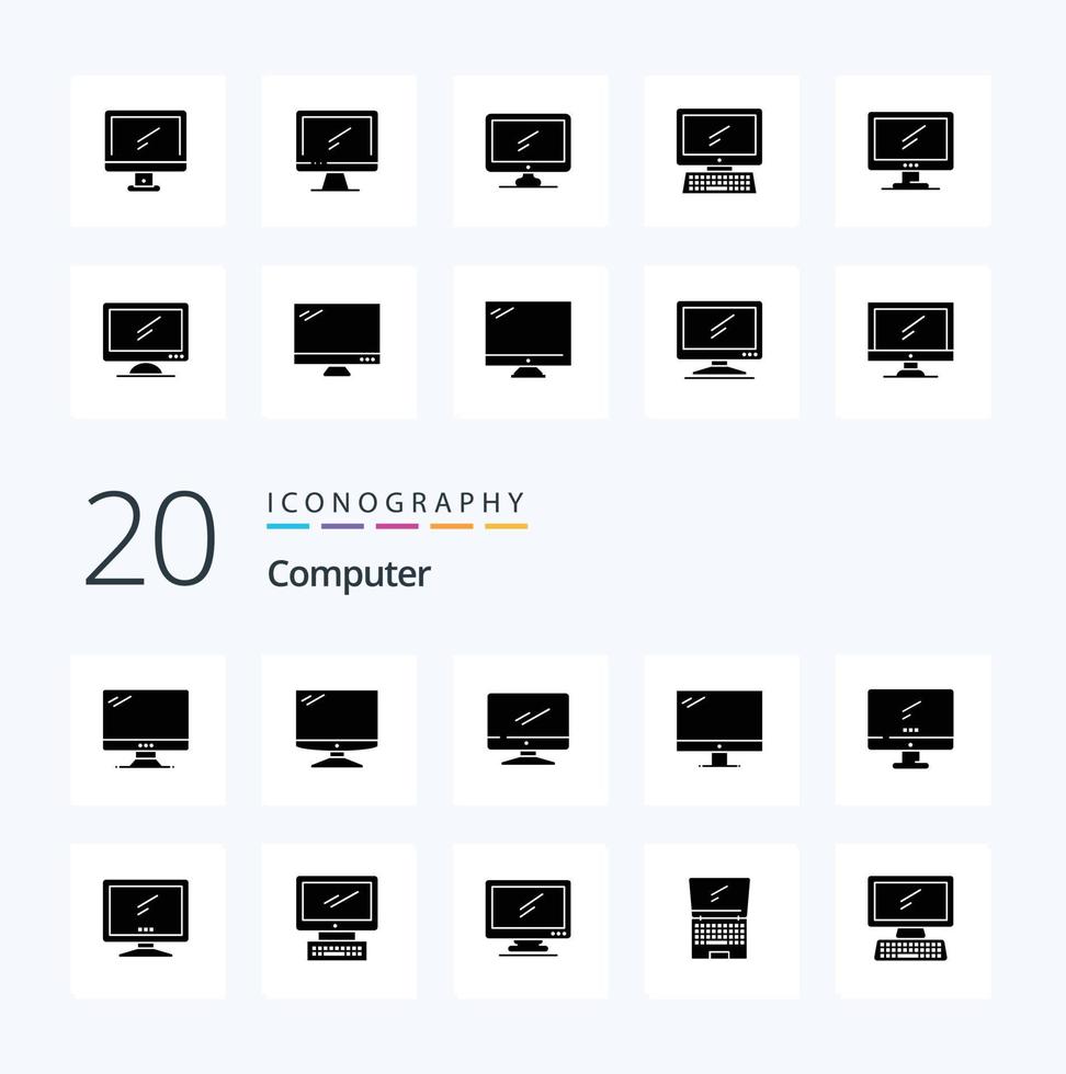 20 Computer Solid Glyph icon Pack like  Layer  laptop pc device vector