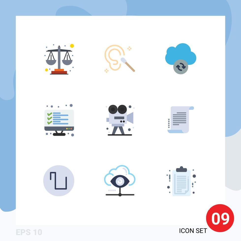 Modern Set of 9 Flat Colors and symbols such as art video data result data Editable Vector Design Elements
