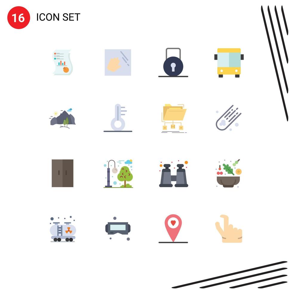 Pictogram Set of 16 Simple Flat Colors of transport automobile clean security lock pad Editable Pack of Creative Vector Design Elements