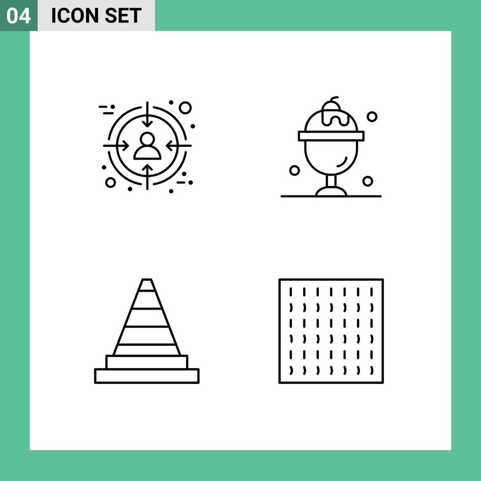 4 User Interface Line Pack of modern Signs and Symbols of audience construction target summer tools Editable Vector Design Elements