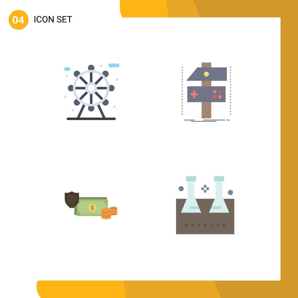 Set of 4 Modern UI Icons Symbols Signs for city business build developer finance Editable Vector Design Elements