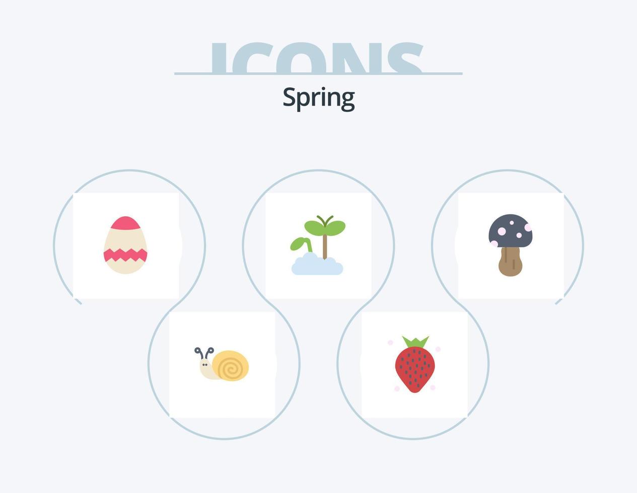 paquete de iconos planos de primavera 5 diseño de iconos. veneno. champiñón. Pascua de Resurrección. planta. aumentar vector