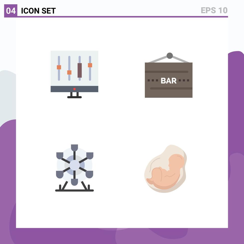 paquete de iconos planos de 4 símbolos universales de análisis gráficos de alimentos y bebidas barra signo parque elementos de diseño vectorial editables vector