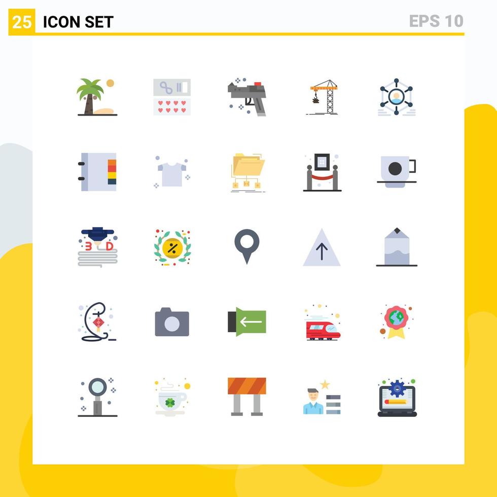 Universal Icon Symbols Group of 25 Modern Flat Colors of user tower gun constructing building Editable Vector Design Elements