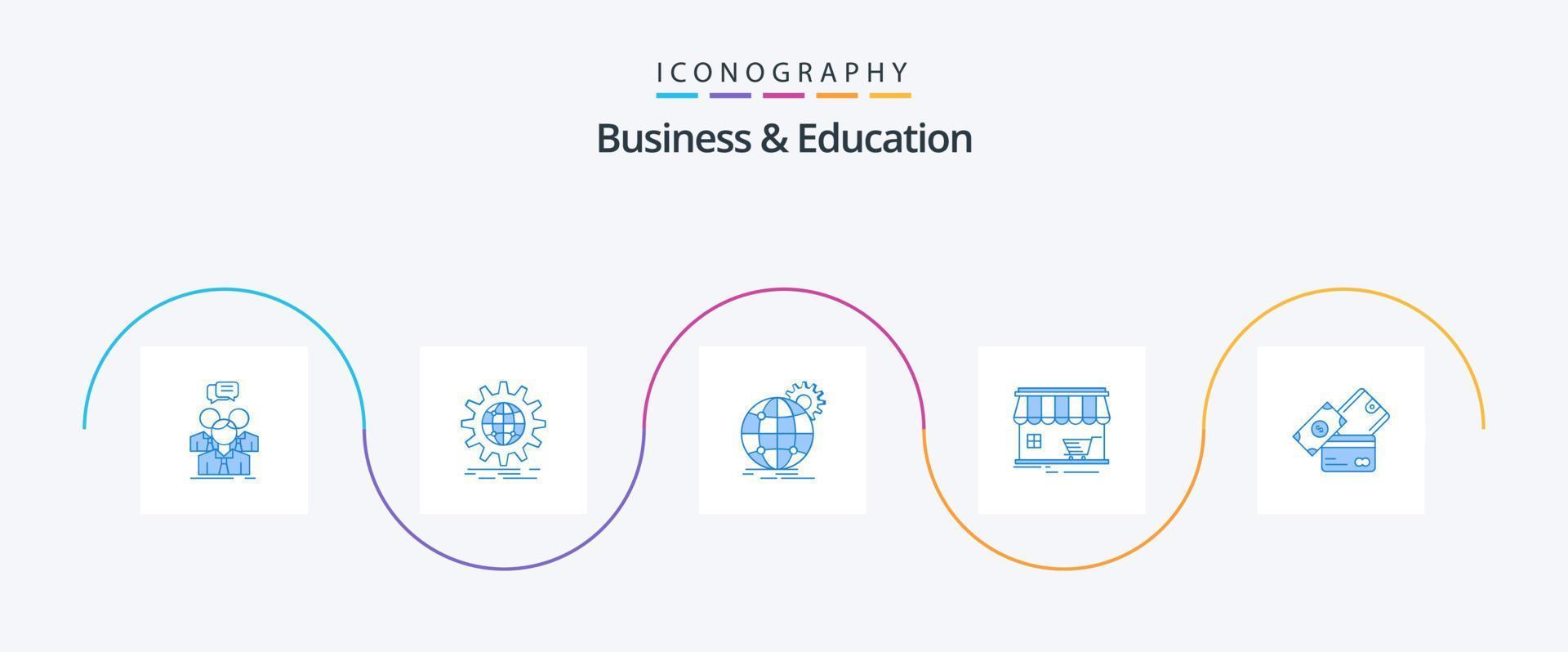 paquete de iconos azul 5 de negocios y educación que incluye moneda. tarjeta de crédito. mundial. compras. mercado vector