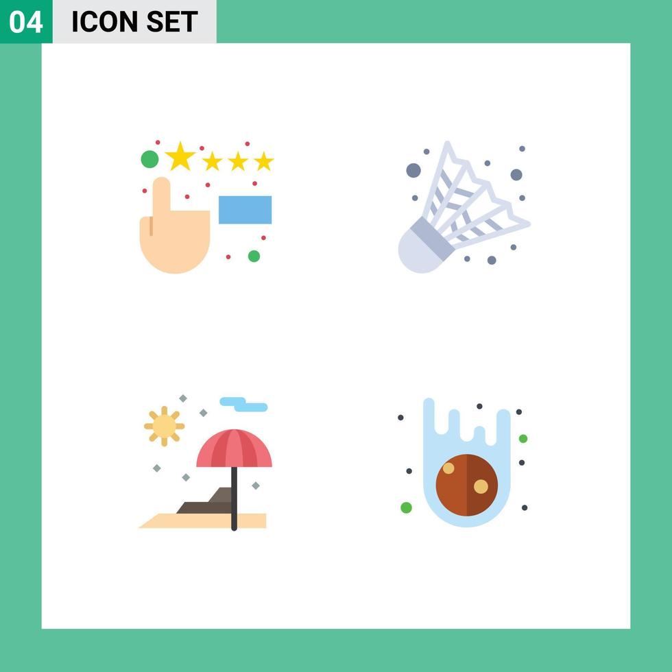 4 Flat Icon concept for Websites Mobile and Apps customer satisfaction asteroids badminton beach meteor Editable Vector Design Elements