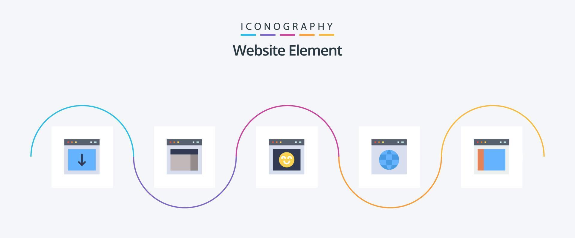 Website Element Flat 5 Icon Pack Including website. link. web. globe. interface vector