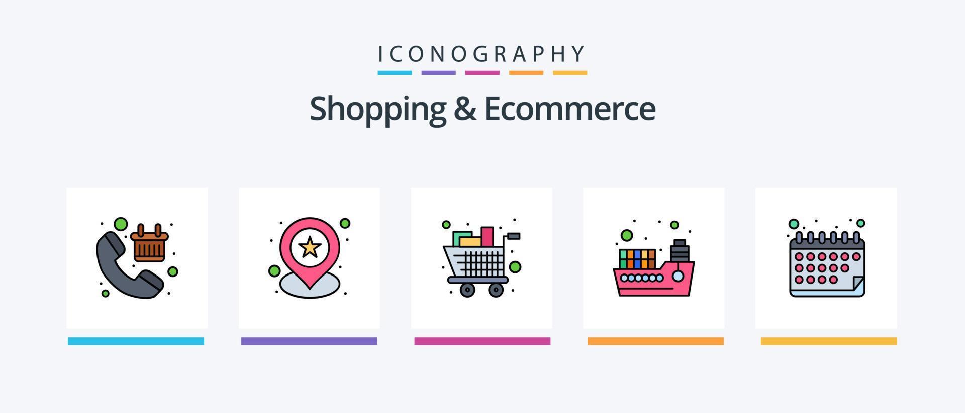 Shopping And Ecommerce Line Filled 5 Icon Pack Including box . shop. card. shopping. bag. Creative Icons Design vector