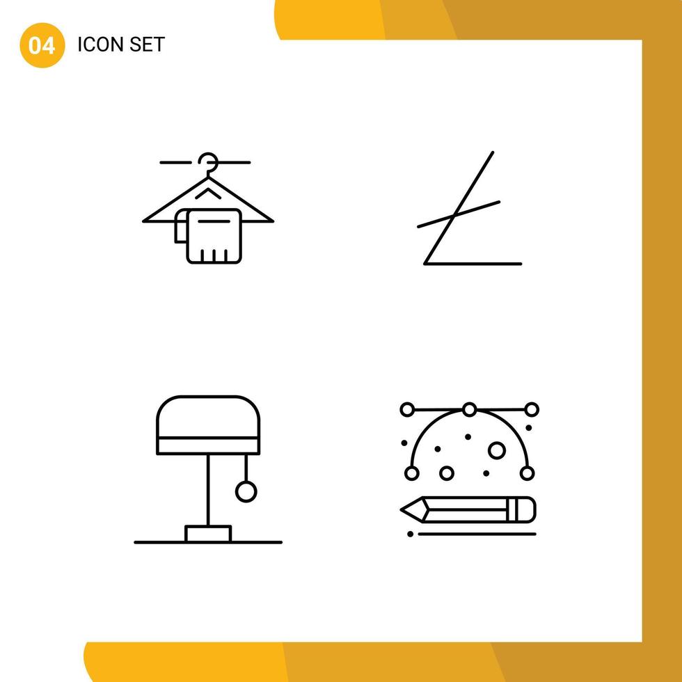 Set of 4 Modern UI Icons Symbols Signs for hanger light hotel cryptocurrency designing tools Editable Vector Design Elements