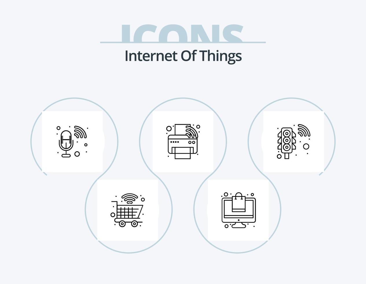 Internet Of Things Line Icon Pack 5 Icon Design. light. wifi. cctv. smart phone. mobile vector