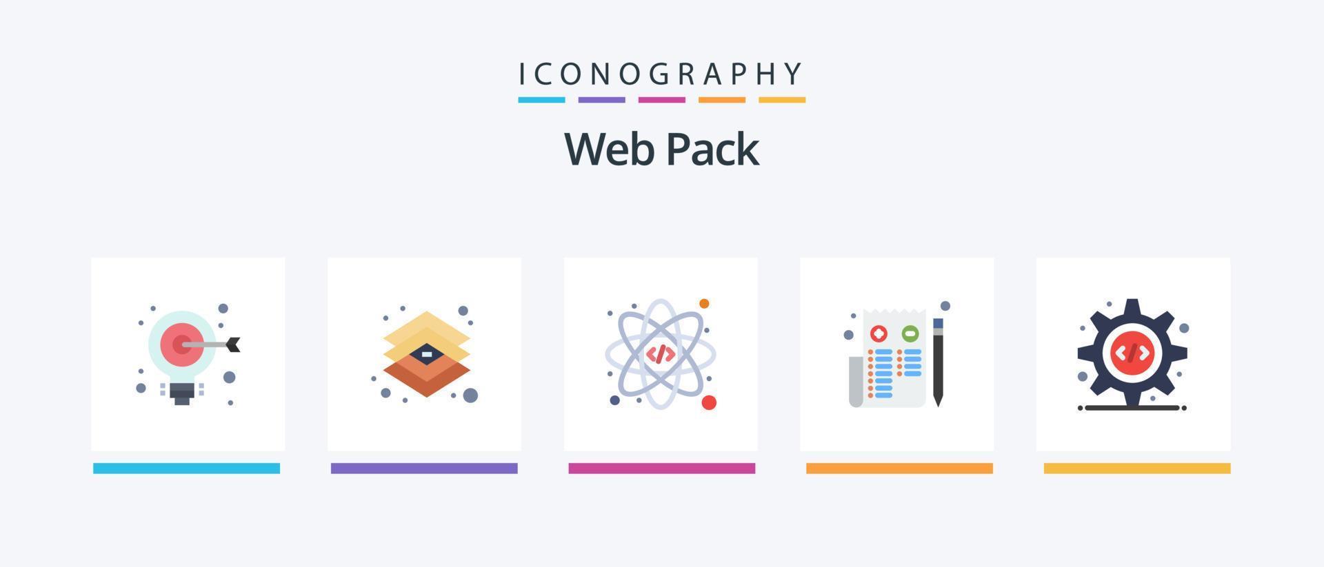 Web Pack Flat 5 Icon Pack Including programming interface. web. tools. page. browser. Creative Icons Design vector