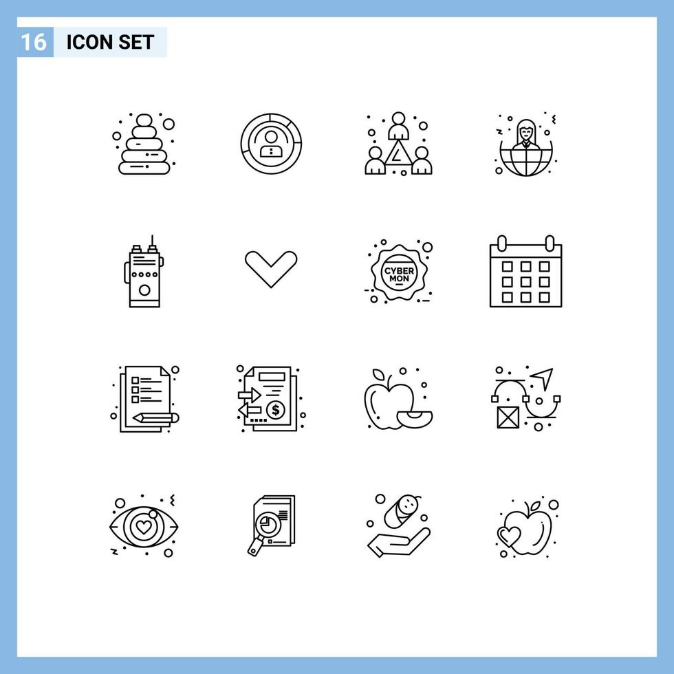 Modern Set of 16 Outlines Pictograph of world offshore profile business staff Editable Vector Design Elements