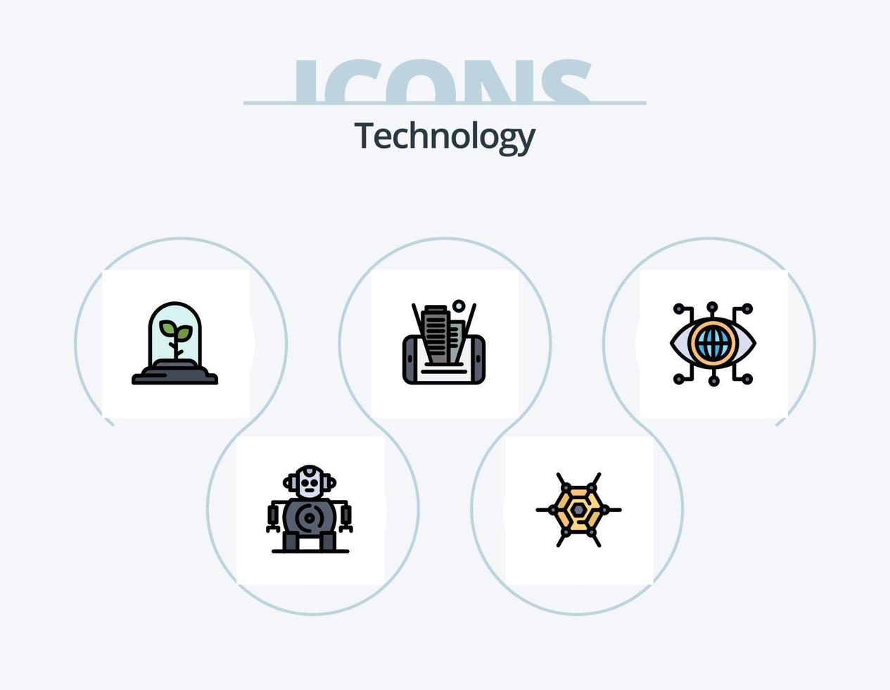 Technology Line Filled Icon Pack 5 Icon Design. man. car. plant. technology. radio vector