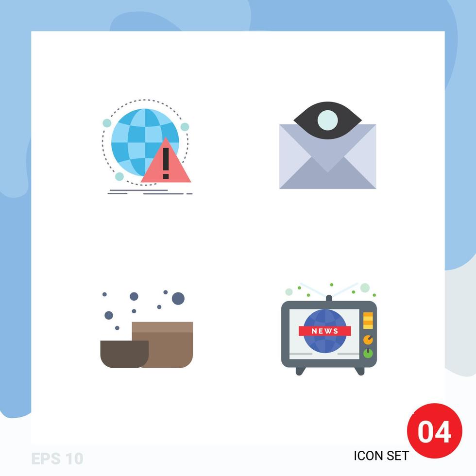 4 iconos creativos signos y símbolos modernos de alerta bandeja de entrada computadora contacto cocina elementos de diseño vectorial editables vector