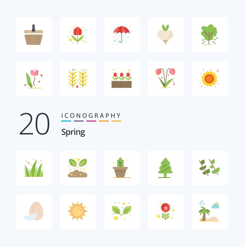 20 Spring Flat Color icon Pack like nature ecology nature tree pine vector