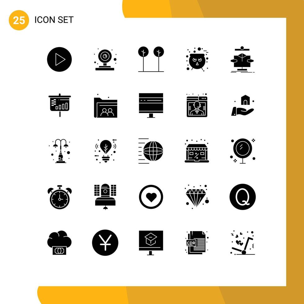conjunto moderno de 25 pictogramas de glifos sólidos de diagrama gráfico algoritmo de naturaleza elementos de diseño vectorial editables de halloween vector