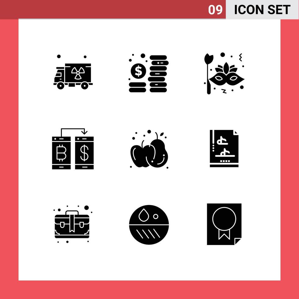 Stock Vector Icon Pack of 9 Line Signs and Symbols for agriculture transection brazil smartphone cashless Editable Vector Design Elements